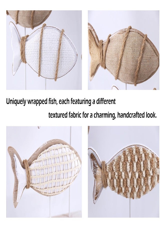 NAUTIMALL Wooden Fish Figurines with Jute Rope and Cotton String, Fish Sculpture Statues for Home Decoration, Table Top Nautical Decor for Living Room, Bedroom, Beachhouse Home Decor (JuteFish-5) - Image 3